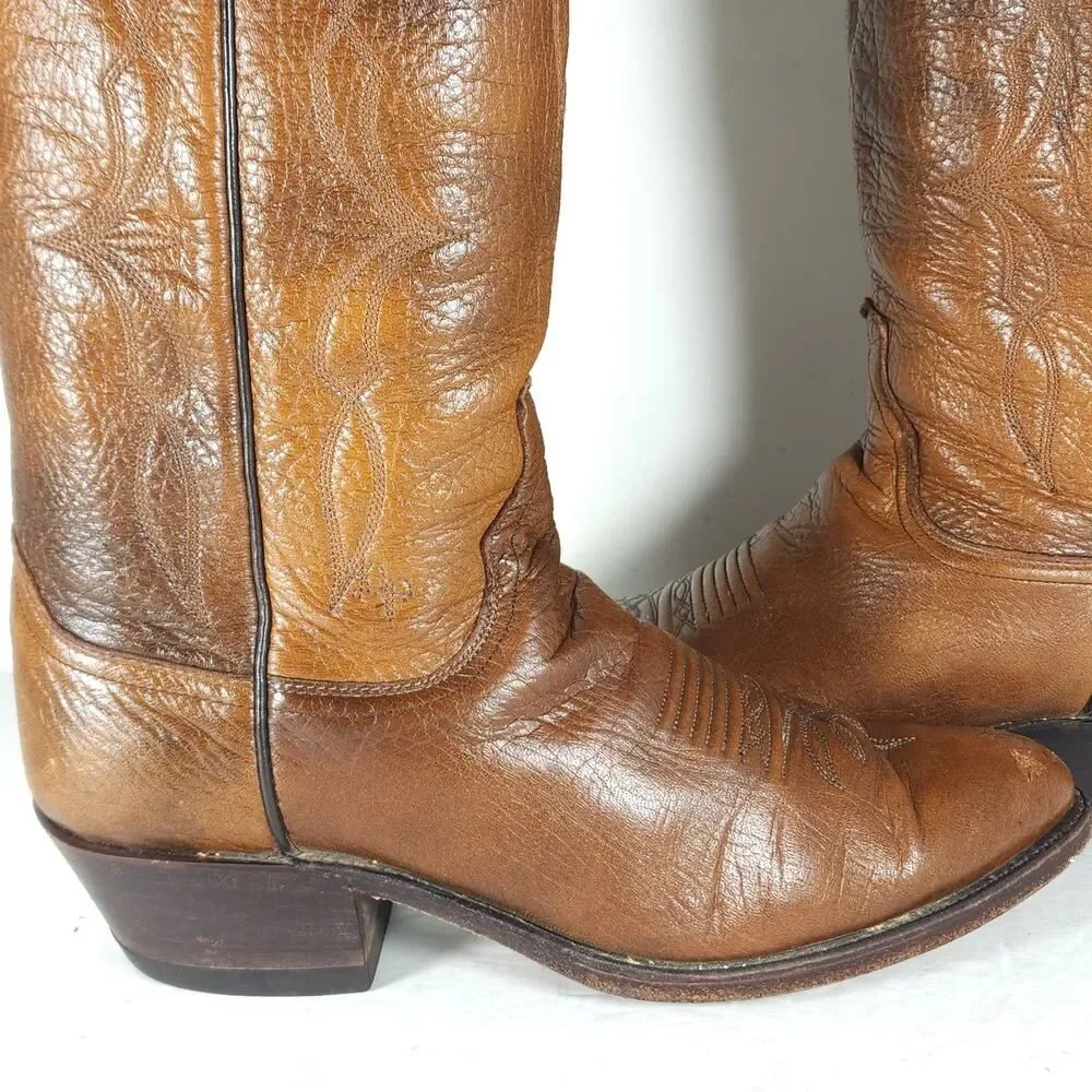 Dan Post Men's US 8,5D Leather Brown PullOn Cowboy Western Boots